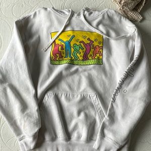 white sweatshirt with design